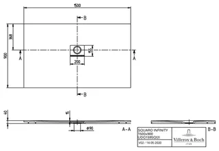 Villeroy & Boch Duschwanne Squaro Infinity 1500x900x40mm re-eckig flb Einbau AR Anthracite – Bild 2