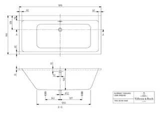 Villeroy & Boch Badewanne Subway 1900x900x525mm re-eckig m. System CE TP2 Weiß Alpin – Bild 3