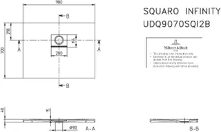 Villeroy & Boch Duschwanne Squaro Infinity 900x700x40mm re-eckig EB:li/re flb Einb AR Anthracite – Bild 3