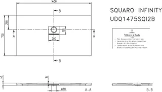 Villeroy & Boch Duschwanne Squaro Infinity 1400x750x40mm re-eckig EB:li/re flb Einb AR StoneWhite – Bild 3