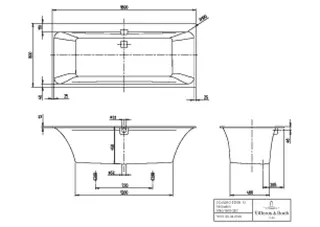 Villeroy & Boch Badewanne Squaro Edge 12 1800x800x496mm re-eckig m. Sys CE TP1 Zul. Weiß Alpin – Bild 4