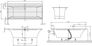 Villeroy & Boch Badewanne Squaro Edge 12 1800x800x496mm re-eckig m. Sys CE TP1 Zul. Weiß Alpin – Bild 5