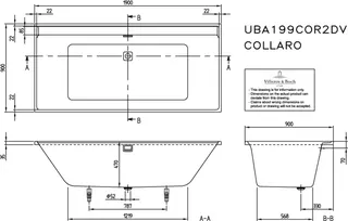 Villeroy & Boch Badewanne Collaro 2N 1900x900x470mm Duo Rechteck Weiß Alpin – Bild 3
