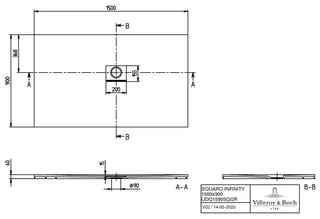 Villeroy & Boch Duschwanne Squaro Infinity 1500x900x40mm re-eckig EB:re flb Einbau AR Anthracite – Bild 2