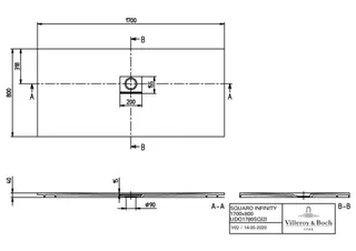 Villeroy & Boch Duschwanne Squaro Infinity 1700x800x40mm re-eckig flb Einbau AR StoneWhite – Bild 3