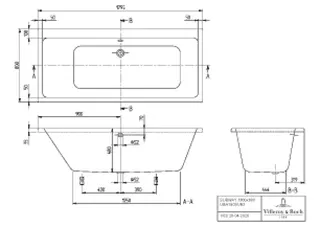Villeroy & Boch Badewanne Subway 1800x800x505mm re-eckig m. Sys HC TP1 MT Weiß Alpin – Bild 4