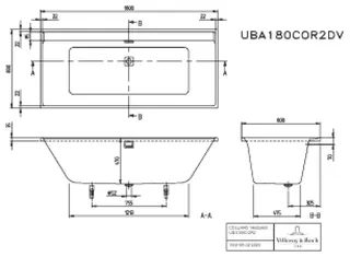 Villeroy & Boch Badewanne Collaro 1800x800x620mm re-eckig m. Sys CC TP2 Zul. Weiß Alpin – Bild 3