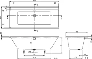 Villeroy & Boch Badewanne Collaro 1800x800x620mm re-eckig m. Sys CC TP2 Zul. Weiß Alpin – Bild 4