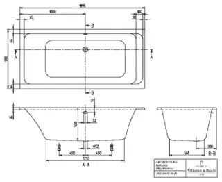 Villeroy & Boch Badewanne Architectura 1900x900x525mm re-eckig m. System CC TP1 Weiß Alpin – Bild 3