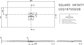 Villeroy & Boch Duschwanne Squaro Infinity 1800x750x40mm re-eckig EB:li/re flb Einb AR StoneWhite – Bild 3