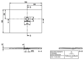 Villeroy & Boch Duschwanne Squaro Infinity 1100x800x40mm re-eckig EB:re flb Einbau AR Grey – Bild 3