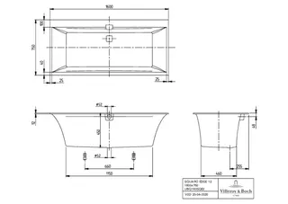 Villeroy & Boch Badewanne Squaro Edge 12 1600x750x475mm re-eckig m. Sys CC TP2 Zul. Weiß Alpin – Bild 4