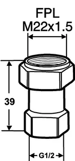 HEIMEIER Übergangshülse gerade Rp1/2xM22 für Gewinderohre, AMETAL-C vernickelt – Bild 4
