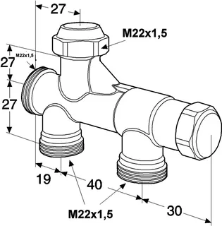 HEIMEIER Thermostatv. Flowrett RSD 821 M 22x1,5, Kvs-Wert 1,5, Einrohr, DN10 – Bild 3