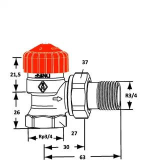 HEIMEIER Thermostat-Ventilunterteil Eclipse, Eckform, verkürzt, DN 20 – Bild 5