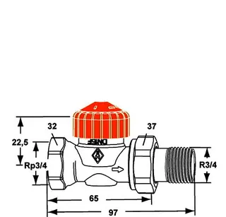 HEIMEIER Thermostat-Ventilunterteil Eclipse, Durchgang, verkürzt, DN 20 – Bild 3
