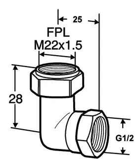 HEIMEIER Winkelanschluss, Rp 1/2 x M 22 für Kombi-Kupplungen, AMETAL vernickelt – Bild 4