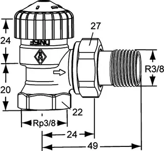 HEIMEIER Thermostat-Ventilunterteil V-exact II "kurz", Eckform, DN10, vern. – Bild 3