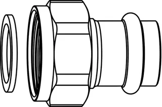 HEIMEIER Verschraubung mit Pressnippel Rotguss, 15 mm, für DN 15, flachdichtend