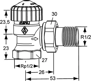 HEIMEIER Thermostat-Ventilunterteil V-exact II "kurz", Eckform, DN20, vern. – Bild 4