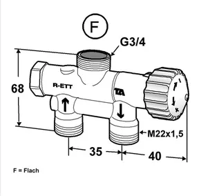 HEIMEIER Einrohrv. Renovett, G3/4 (M 22) TKM M 68 - M 30 CC 35mm – Bild 3