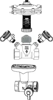 TA Differenzdruckregler TA-Multi Set 3 DN 15, mit Globo H, Entleerung, Rotguss