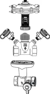 TA Differenzdruckregler TA-Multi Set 3 DN 25, mit Globo H, Entleerung, Rotguss