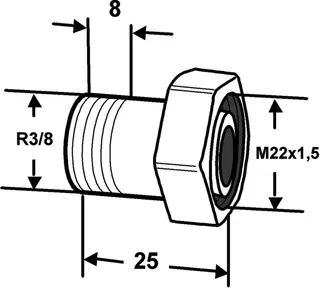 HEIMEIER Heizkörper-Anschlussverschr. R 3/8 x M 22, AMETAL-C vernickelt – Bild 5