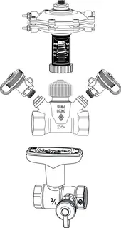 TA Differenzdruckregler TA-Multi Set 3 DN 32, mit Globo H, Entleerung, Rotguss