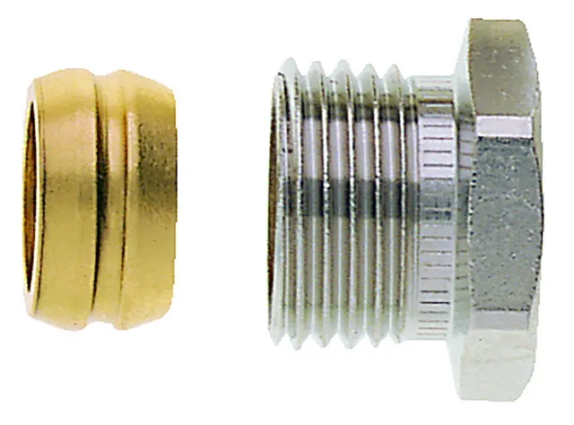 HEIMEIER Klemmverschraubung vernickelt für Cu- u. Stahlrohr 12 mm und Rp 1/2 IG