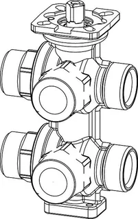 TA 6-Wege-Ventil Standard, verchromt DN 15, flach dichtend