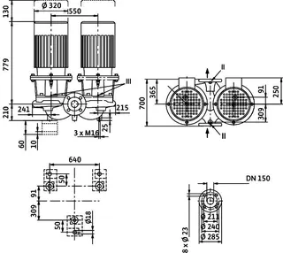 Wilo Trockenläufer-Standard-Doppelpumpe DL 150/220-11/4,DN150,3x400V,11kW – Bild 4