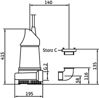 Wilo Schmutzwasser-Tauchmotorpumpe EMU KS 15D,Storz C,3x400V,1.3kW – Bild 3