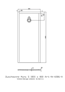 Hoesch Duschwanne Muna S 1800x800x30 ohne Antirutsch, Material Solique, Weiß – Bild 3