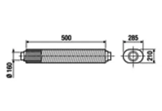Maico Flacher Ovalschalldämpfer RSOF 16/50 Länge 500 mm, DN160 – Bild 3