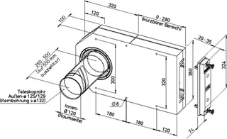 Helios ZRL 125 Rohbaupaket Laibung mit Teleskoprohr DN125, 260-500mm – Bild 2