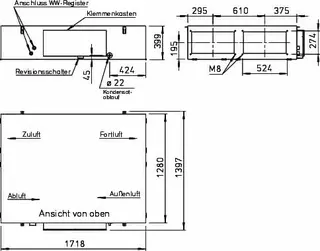 Helios KWL EC 1400 D PRO WW Deckengerät m.WRG, el.VH,WW-NH,Bypass,Grafikdisplay – Bild 2