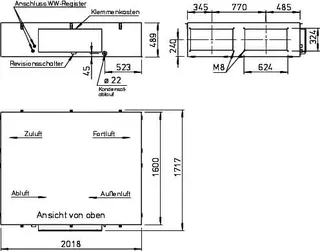 Helios KWL EC 2000 D PRO WW Deckengerät m. WRG, el.VH,WW-NH,Bypass,Grafikdisplay – Bild 2