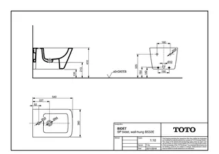 TOTO SP Bidet, wandhängend mit Hahnloch, mit Überlauf – Bild 4