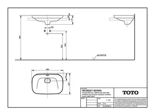TOTO NEOREST Aufsatzwascht. weiß 600mm ohne Hahnloch mit Überlauf – Bild 3