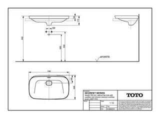 TOTO NEOREST Aufsatzwascht. weiß 750mm ohne Hahnloch mit Überlauf – Bild 3