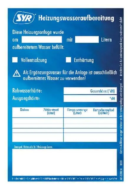 SYR Block Heizungswasseraufbereitung 25 Aufkleber