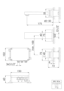 Steinberg iFlow Vollelektron. Wand-Waschtisch-Armatur 390 1816, chrom – Bild 2
