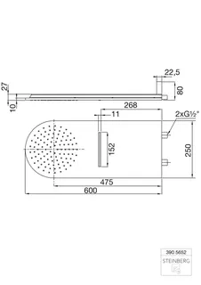 Steinberg Wall Rain Regenpaneel 600 mm x 250 mm 390 5652, chrom – Bild 2