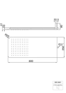 Steinberg Wall Rain Regenpaneel 600 mm x 250 mm 390 5661, chrom – Bild 2