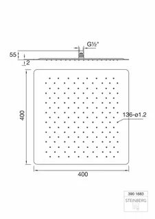 Steinberg Regenbrause ultraflach, 400x400x2 mm 390 1683, chrom – Bild 2
