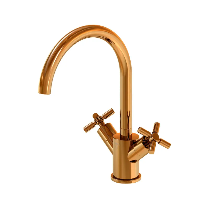Steinberg Waschtisch-Zweigriffarmatur mit Ablaufgarn. 250 1500 RG, rose gold