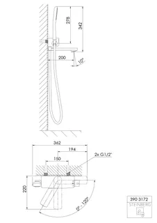 Steinberg Wannen/Brause-Aufputzthermostat 390 3172, chrom – Bild 2