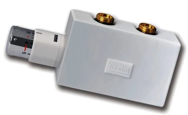 BEMM M-Ventil Purline DN15x50mm, Eck mit Therm. Puro, Lichtgrau