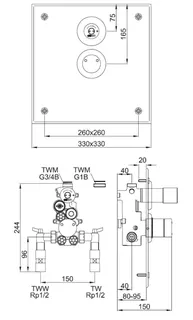 CONTI+ Umrüstset Dusche mechanisch VA, Oberfläche gebürstet, 330x330x5 mm – Bild 4